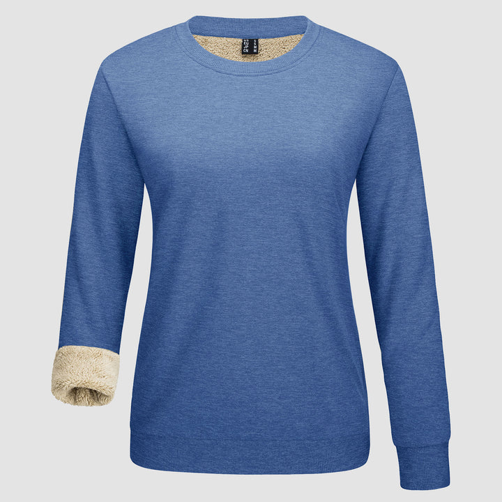 Women's Fleece Lined Sweatshirt Pullover Basic Tops Warm Crewneck Winter Sweater Underwear - MAGCOMSEN