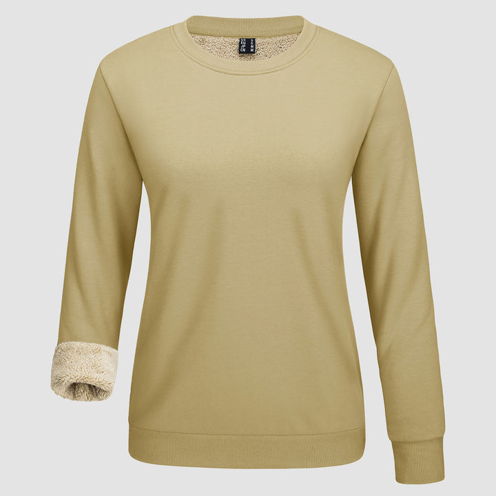 Women's Fleece Lined Sweatshirt Pullover Basic Tops Warm Crewneck Winter Sweater Underwear - MAGCOMSEN