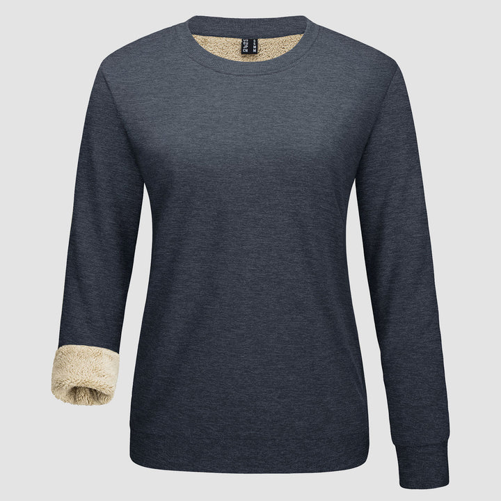 Women's Fleece Lined Sweatshirt Pullover Basic Tops Warm Crewneck Winter Sweater Underwear - MAGCOMSEN