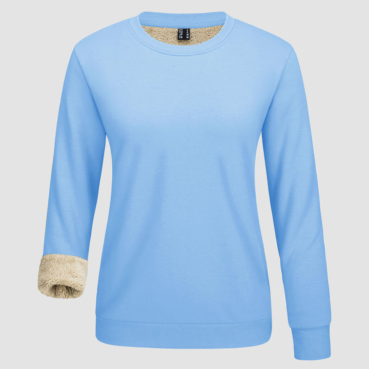 Women's Fleece Lined Sweatshirt Pullover Basic Tops Warm Crewneck Winter Sweater Underwear - MAGCOMSEN