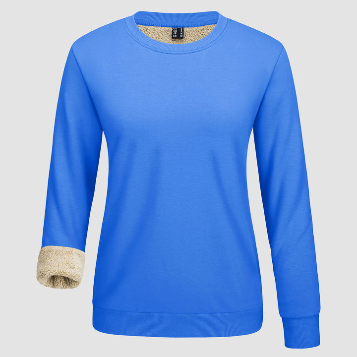 Women's Fleece Lined Sweatshirt Pullover Basic Tops Warm Crewneck Winter Sweater Underwear - MAGCOMSEN