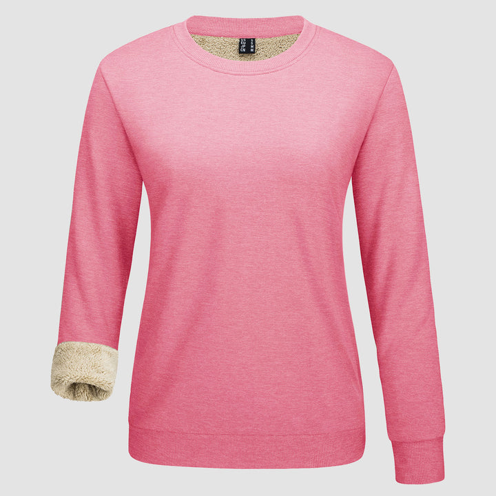 Women's Fleece Lined Sweatshirt Pullover Basic Tops Warm Crewneck Winter Sweater Underwear - MAGCOMSEN