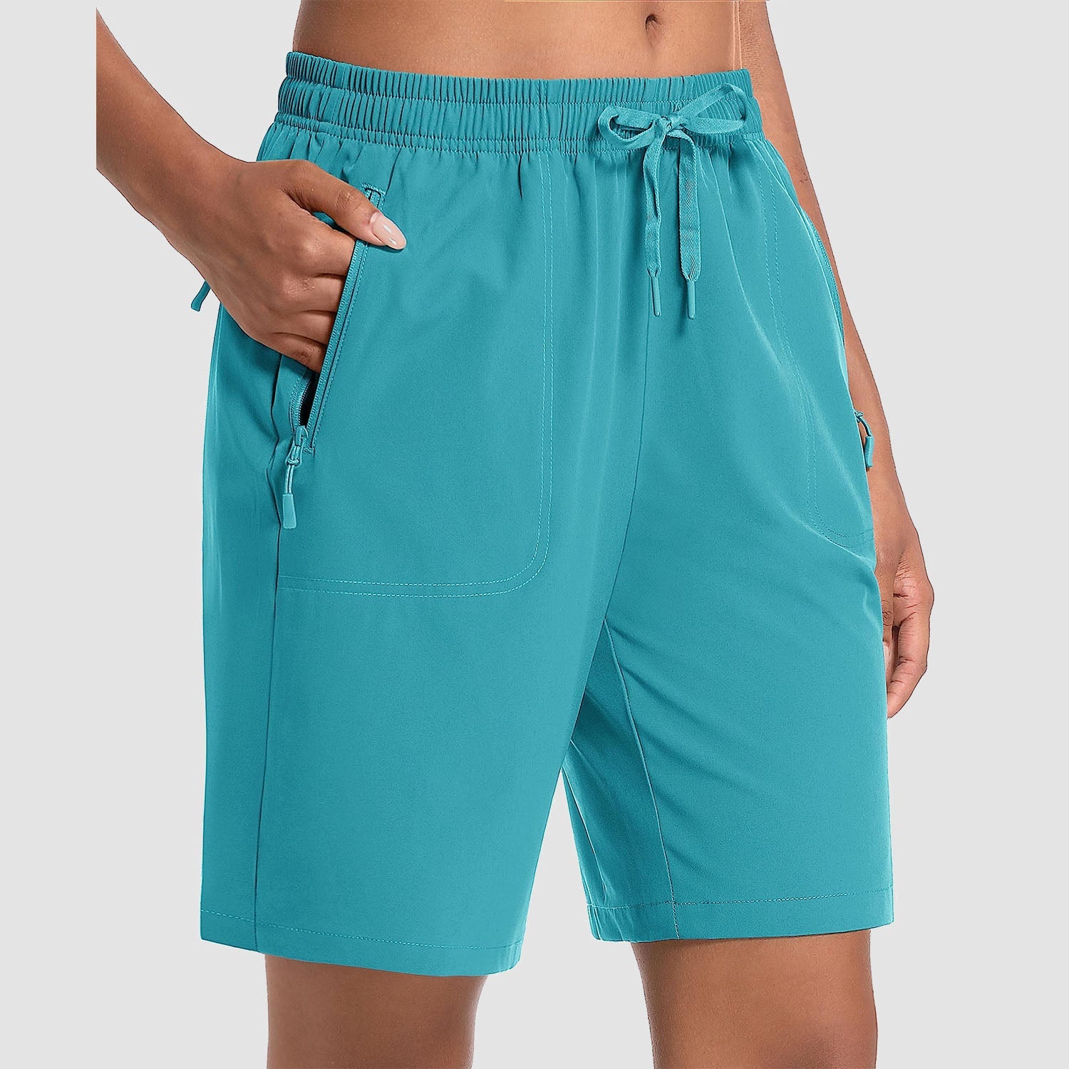 Women's Hiking Shorts Lightweight Quick Dry 8" Golf Shorts Water Resistant with 3 Zipper Pockets