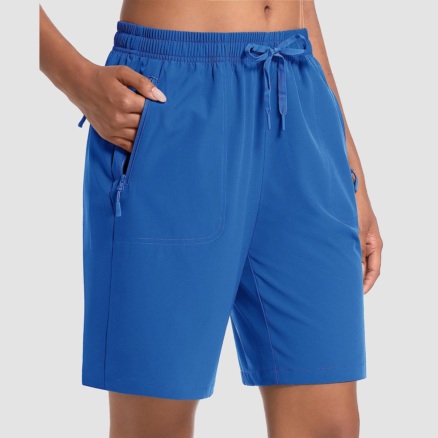 Women's Hiking Shorts Lightweight Quick Dry 8" Golf Shorts Water Resistant with 3 Zipper Pockets