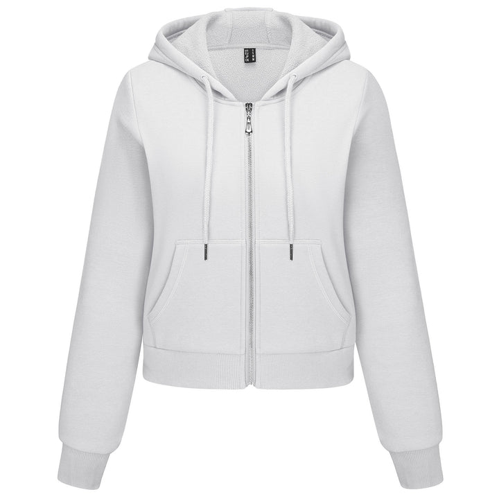 Women's Hoodie Jacket Fleece Lined Crop Tops Full Zip Hoodie For Winter - MAGCOMSEN