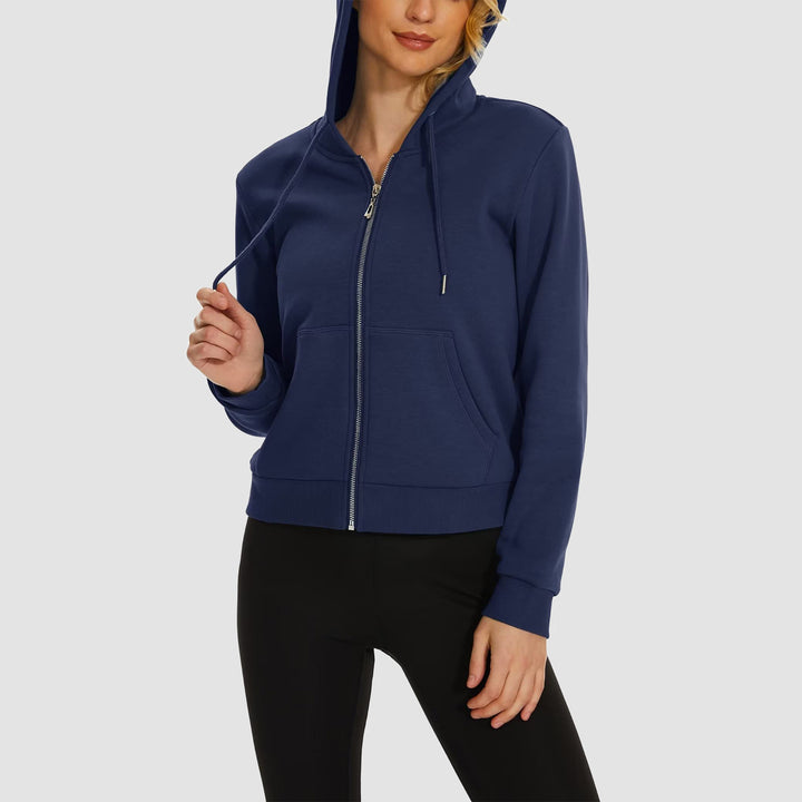 Women's Hoodie Jacket Fleece Lined Crop Tops Full Zip Hoodie For Winter - MAGCOMSEN