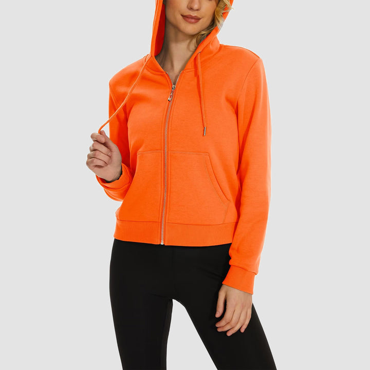 Women's Hoodie Jacket Fleece Lined Crop Tops Full Zip Hoodie For Winter - MAGCOMSEN