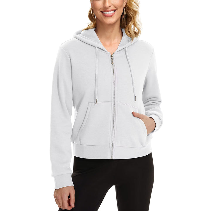 Women's Hoodie Jacket Fleece Lined Crop Tops Full Zip Hoodie For Winter - MAGCOMSEN