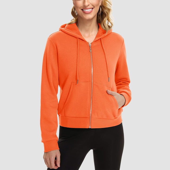 Women's Hoodie Jacket Fleece Lined Crop Tops Full Zip Hoodie For Winter - MAGCOMSEN