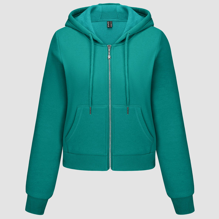 Women's Hoodie Jacket Fleece Lined Crop Tops Full Zip Hoodie For Winter - MAGCOMSEN