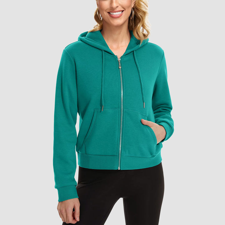 Women's Hoodie Jacket Fleece Lined Crop Tops Full Zip Hoodie For Winter - MAGCOMSEN