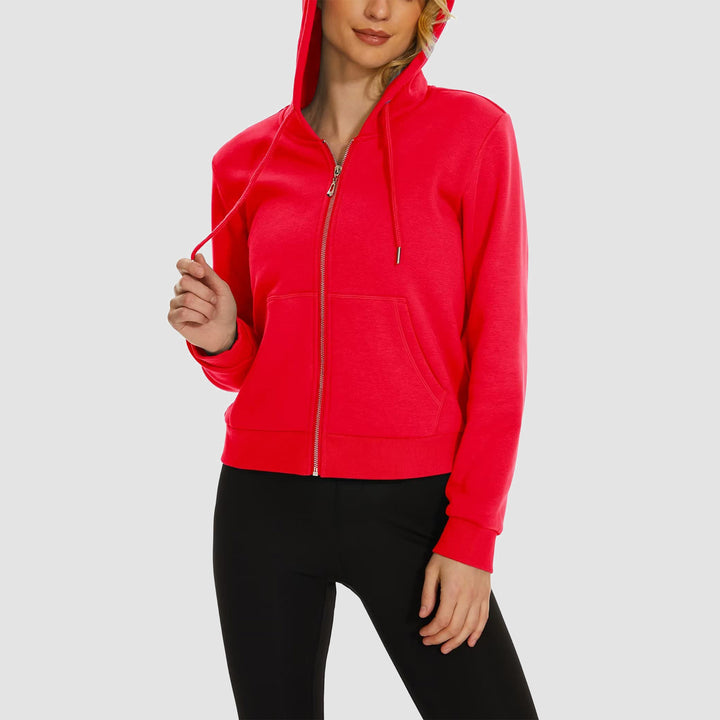 Women's Hoodie Jacket Fleece Lined Crop Tops Full Zip Hoodie For Winter - MAGCOMSEN