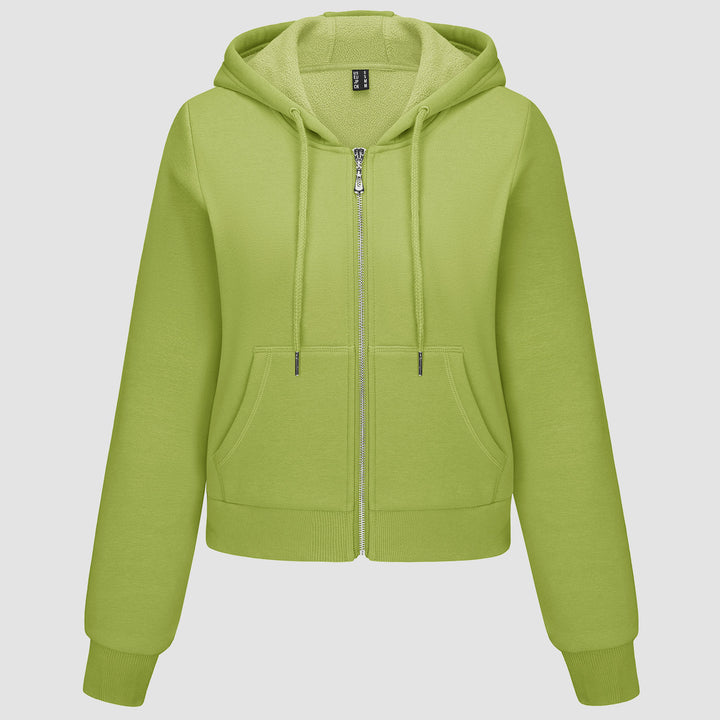 Women's Hoodie Jacket Fleece Lined Crop Tops Full Zip Hoodie For Winter - MAGCOMSEN