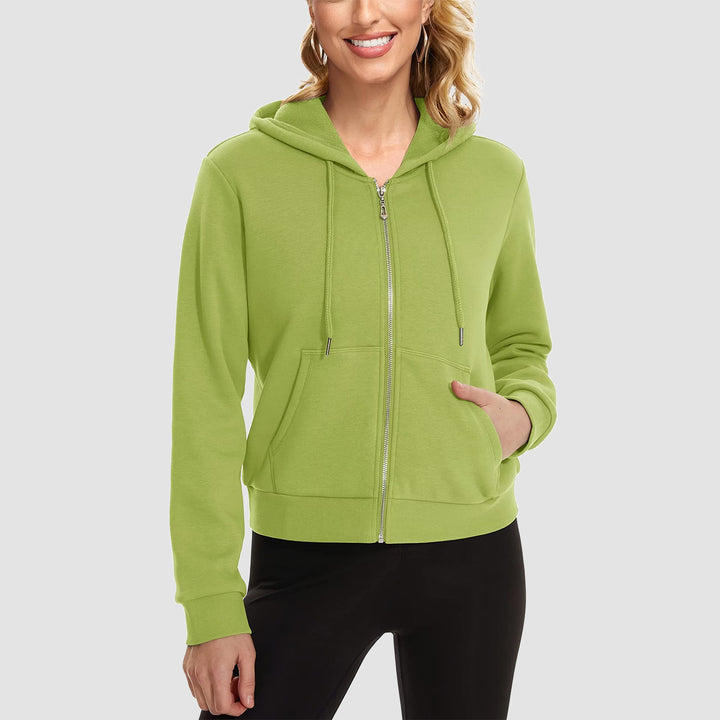 Women's Hoodie Jacket Fleece Lined Crop Tops Full Zip Hoodie For Winter - MAGCOMSEN