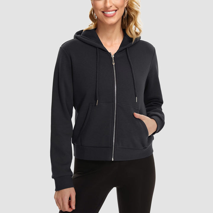 Women's Hoodie Jacket Fleece Lined Crop Tops Full Zip Hoodie For Winter - MAGCOMSEN