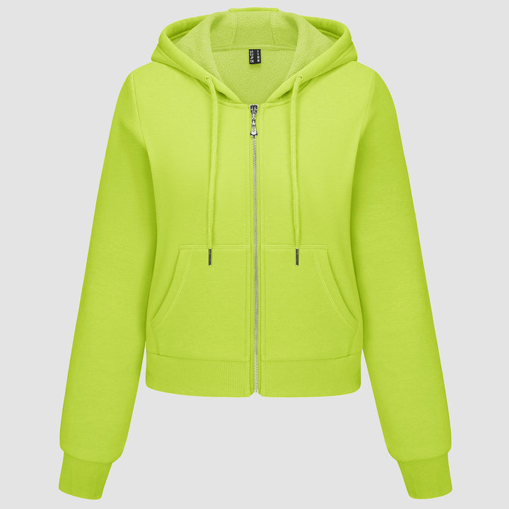 Women's Hoodie Jacket Fleece Lined Crop Tops Full Zip Hoodie For Winter - MAGCOMSEN