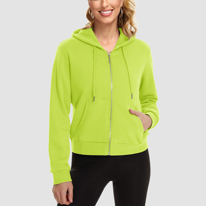 Women's Hoodie Jacket Fleece Lined Crop Tops Full Zip Hoodie For Winter - MAGCOMSEN