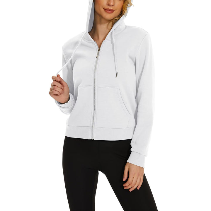 Women's Hoodie Jacket Fleece Lined Crop Tops Full Zip Hoodie For Winter - MAGCOMSEN