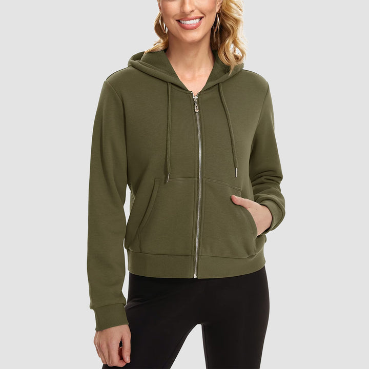 Women's Hoodie Jacket Fleece Lined Crop Tops Full Zip Hoodie For Winter - MAGCOMSEN