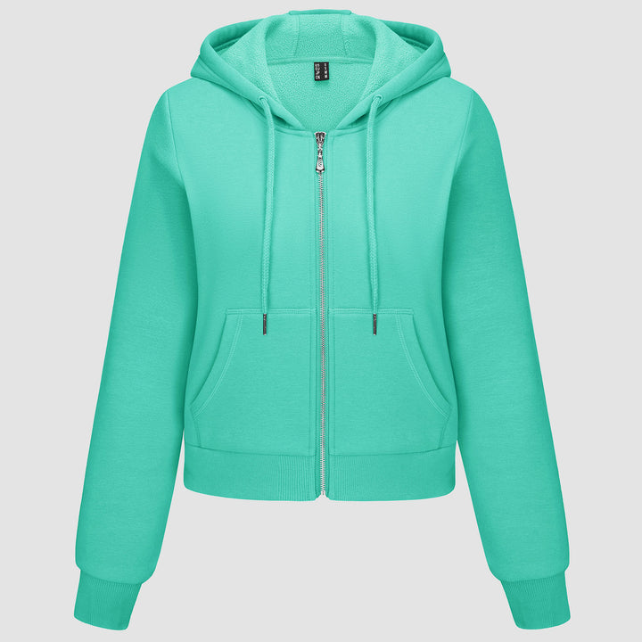 Women's Hoodie Jacket Fleece Lined Crop Tops Full Zip Hoodie For Winter - MAGCOMSEN