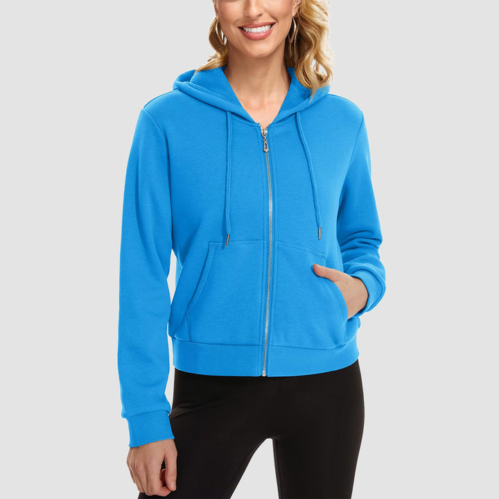 Women's Hoodie Jacket Fleece Lined Crop Tops Full Zip Hoodie For Winter - MAGCOMSEN