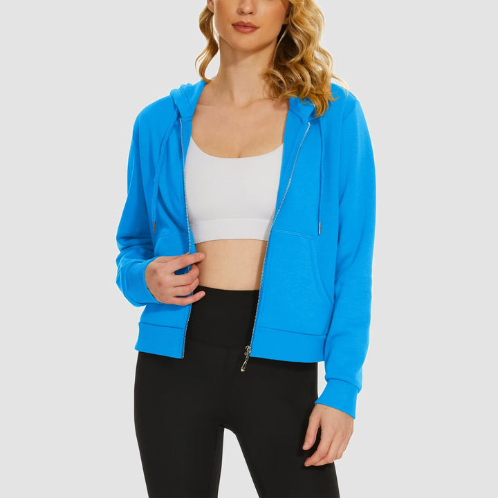 Women's Hoodie Jacket Fleece Lined Crop Tops Full Zip Hoodie For Winter - MAGCOMSEN