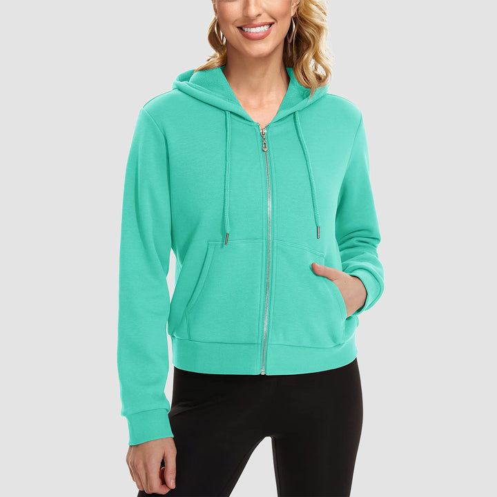 Women's Hoodie Jacket Fleece Lined Crop Tops Full Zip Hoodie For Winter - MAGCOMSEN