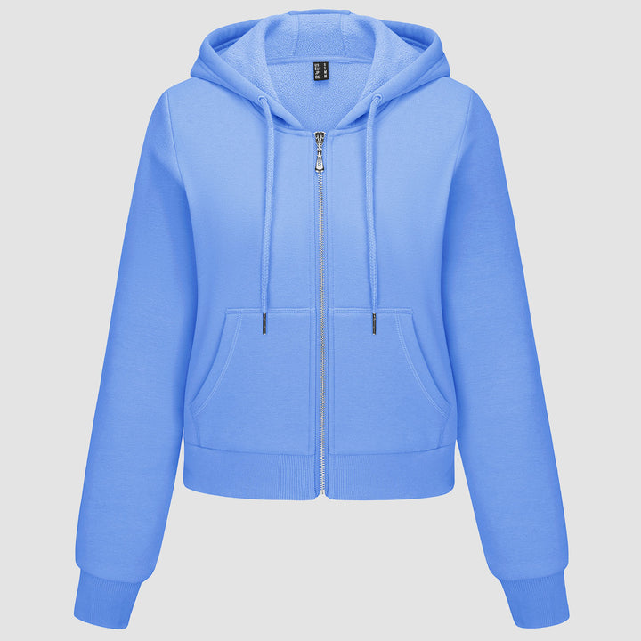 Women's Hoodie Jacket Fleece Lined Crop Tops Full Zip Hoodie For Winter - MAGCOMSEN