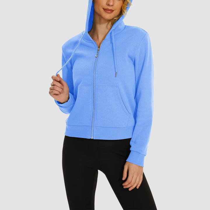 Women's Hoodie Jacket Fleece Lined Crop Tops Full Zip Hoodie For Winter - MAGCOMSEN