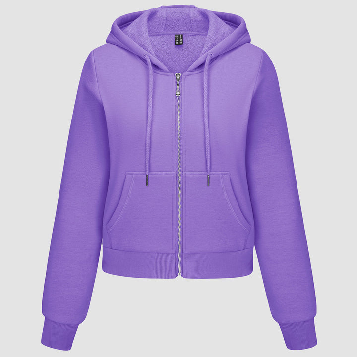 Women's Hoodie Jacket Fleece Lined Crop Tops Full Zip Hoodie For Winter - MAGCOMSEN