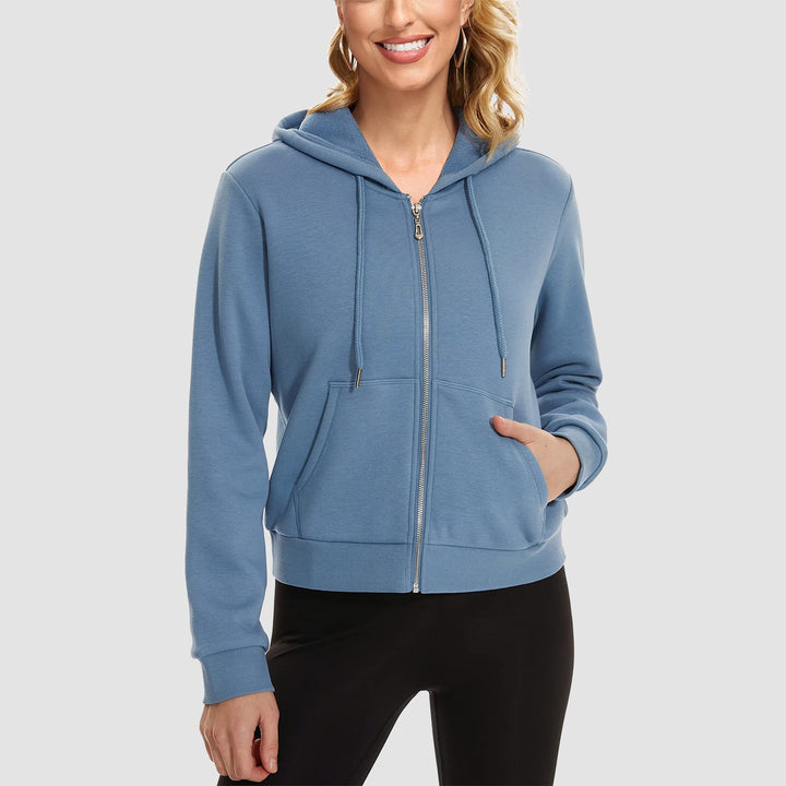 Women's Hoodie Jacket Fleece Lined Crop Tops Full Zip Hoodie For Winter - MAGCOMSEN