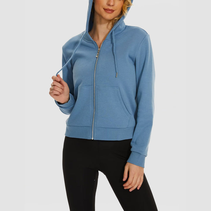 Women's Hoodie Jacket Fleece Lined Crop Tops Full Zip Hoodie For Winter - MAGCOMSEN