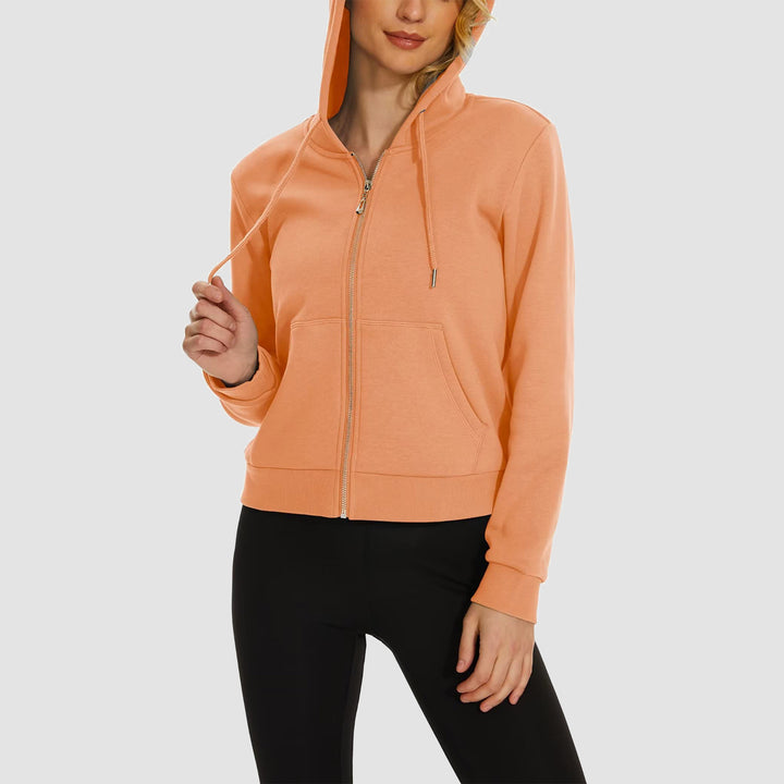 Women's Hoodie Jacket Fleece Lined Crop Tops Full Zip Hoodie For Winter - MAGCOMSEN