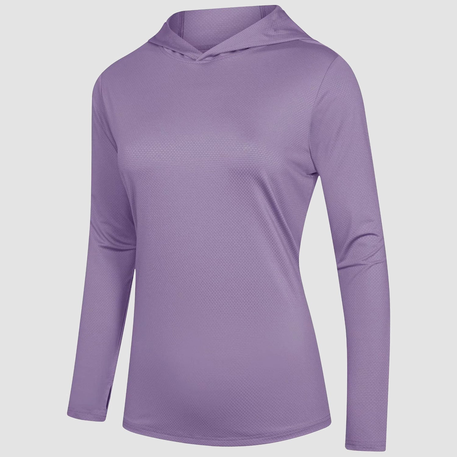 Women's Hoodie Shirts UPF 50+ Sun Protection Long Sleeve UV Shirt Fishing Hiking Athletic Shirts with Thumb Hole, Light Purple / M