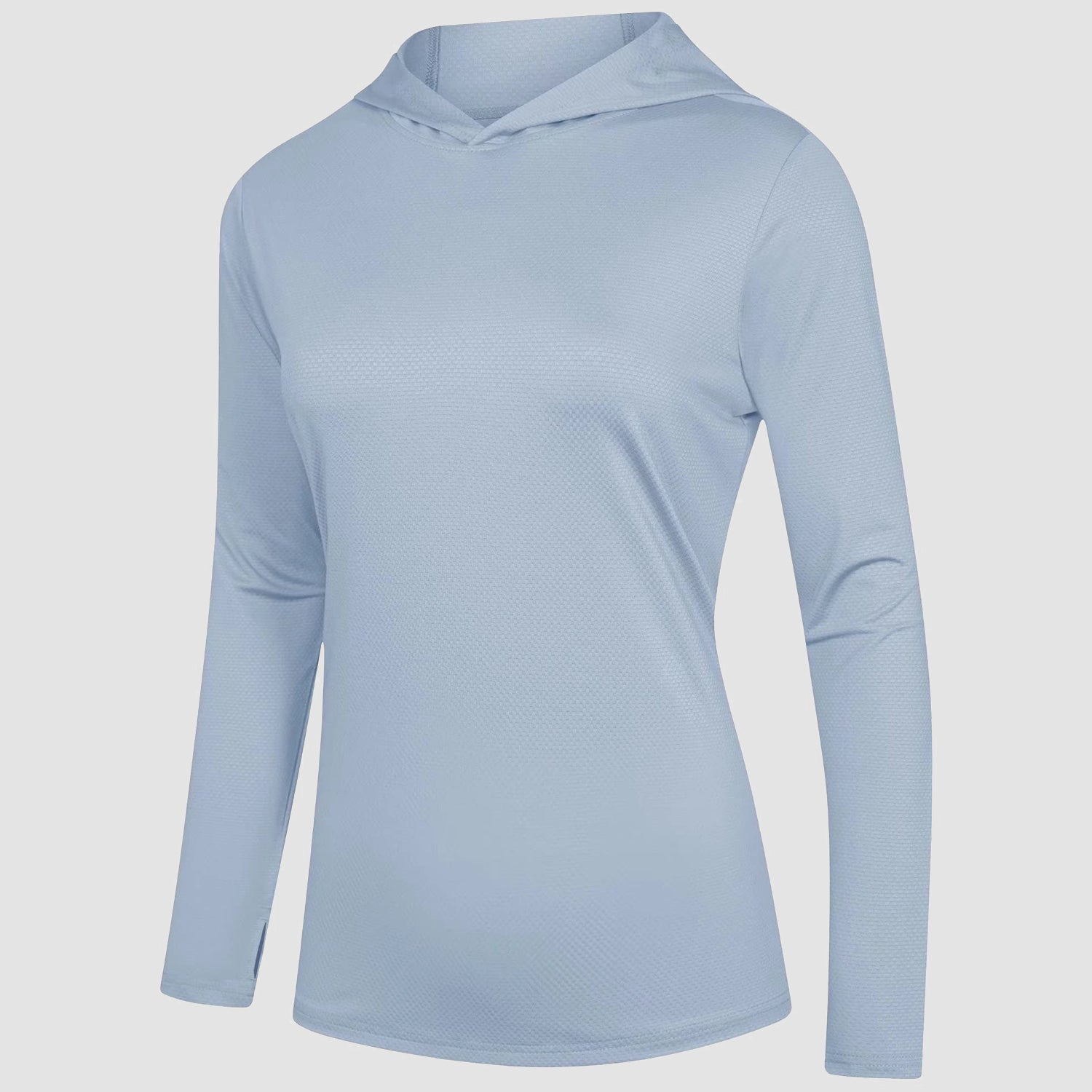 Women's Hoodie Shirts UPF 50+ Sun Protection Long Sleeve UV Shirt Fishing Hiking Athletic Shirts with Thumb Hole, Pale Blue / XL