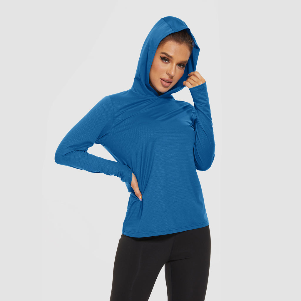Women's Hoodie Shirts UPF 50+ Sun Protection Long Sleeve UV Shirt Fishing Hiking Athletic Shirts with Thumb Hole