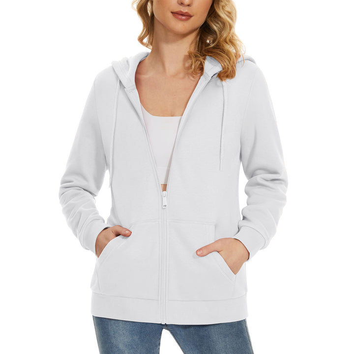 Women's Jacket Fleece Lining Hoodie Jacket Full Zip Up Casual Coat with Pockets - MAGCOMSEN