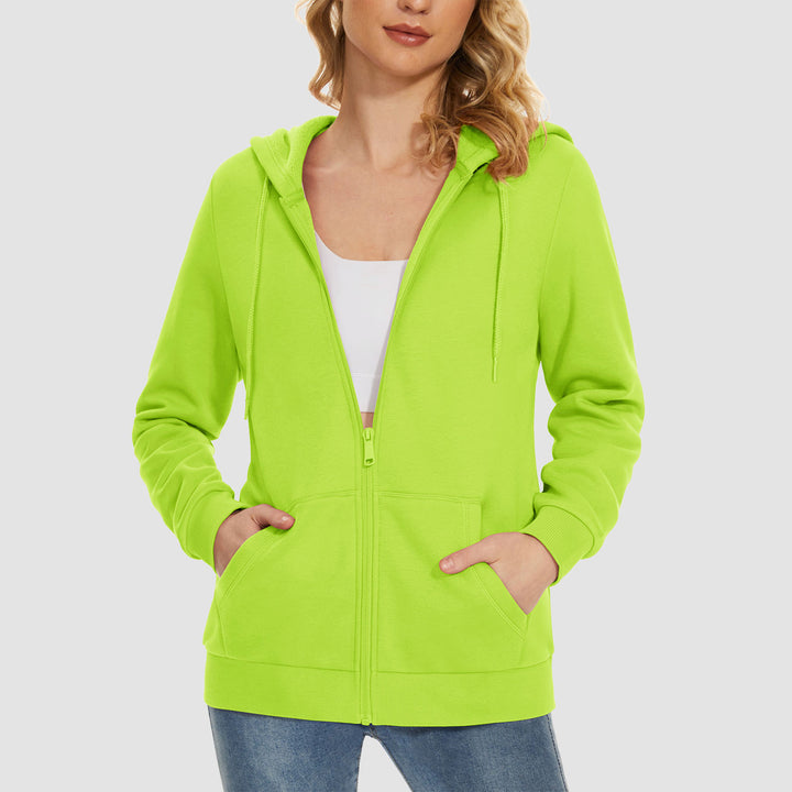 Women's Jacket Fleece Lining Hoodie Jacket Full Zip Up Casual Coat with Pockets - MAGCOMSEN