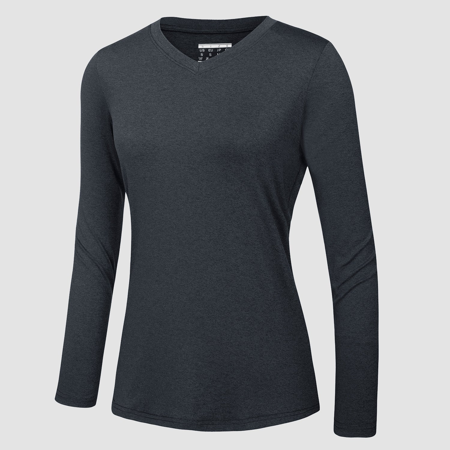 Women's Long Sleeve Shirt V Neck SPF Shirts UPF 50+ Quick Dry Workout Hiking Tee Shirts Rashguard, Black / M
