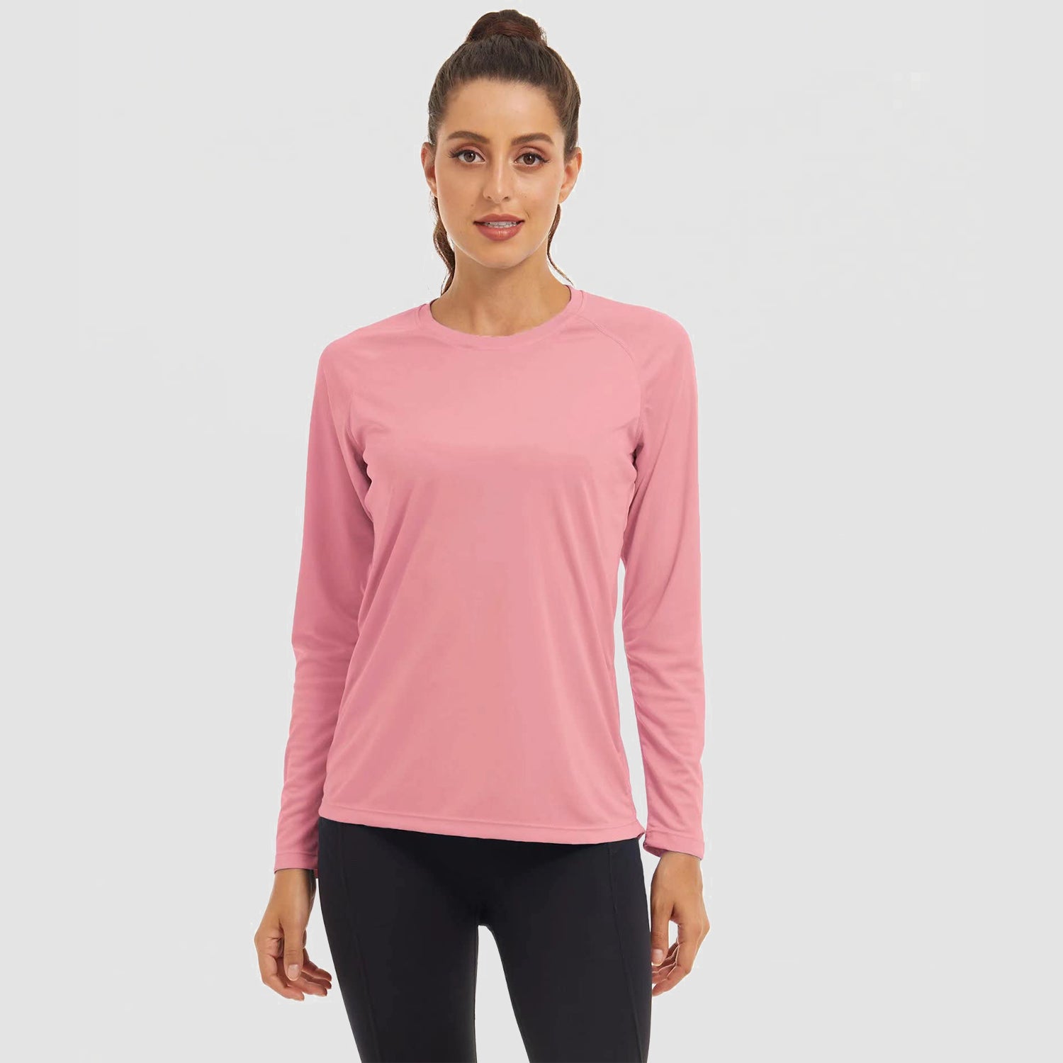 Women's Long Sleeve Shirts UPF 50+ Sun Protection Shirts for Hiking Fishing Workout Rash Guard, Pink / XL