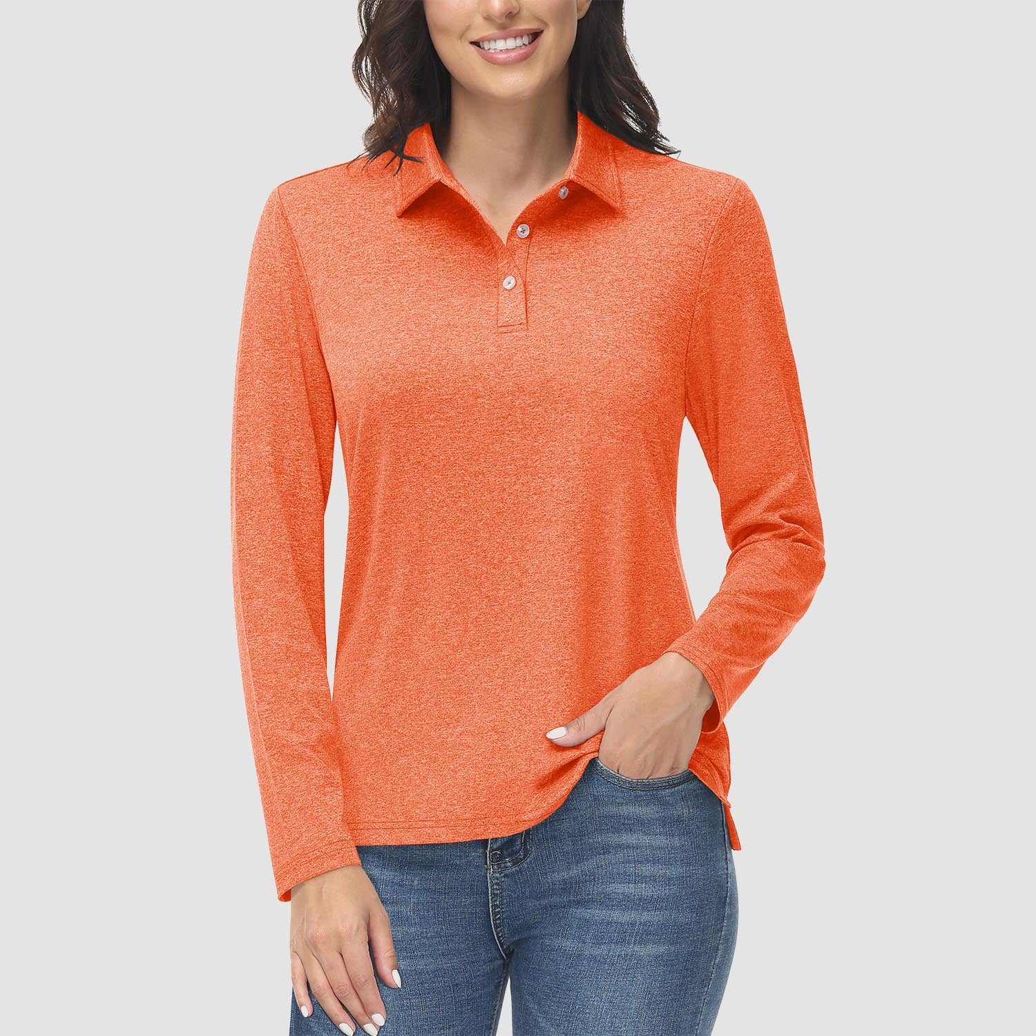 Women's long sleeve polo best sale style shirts