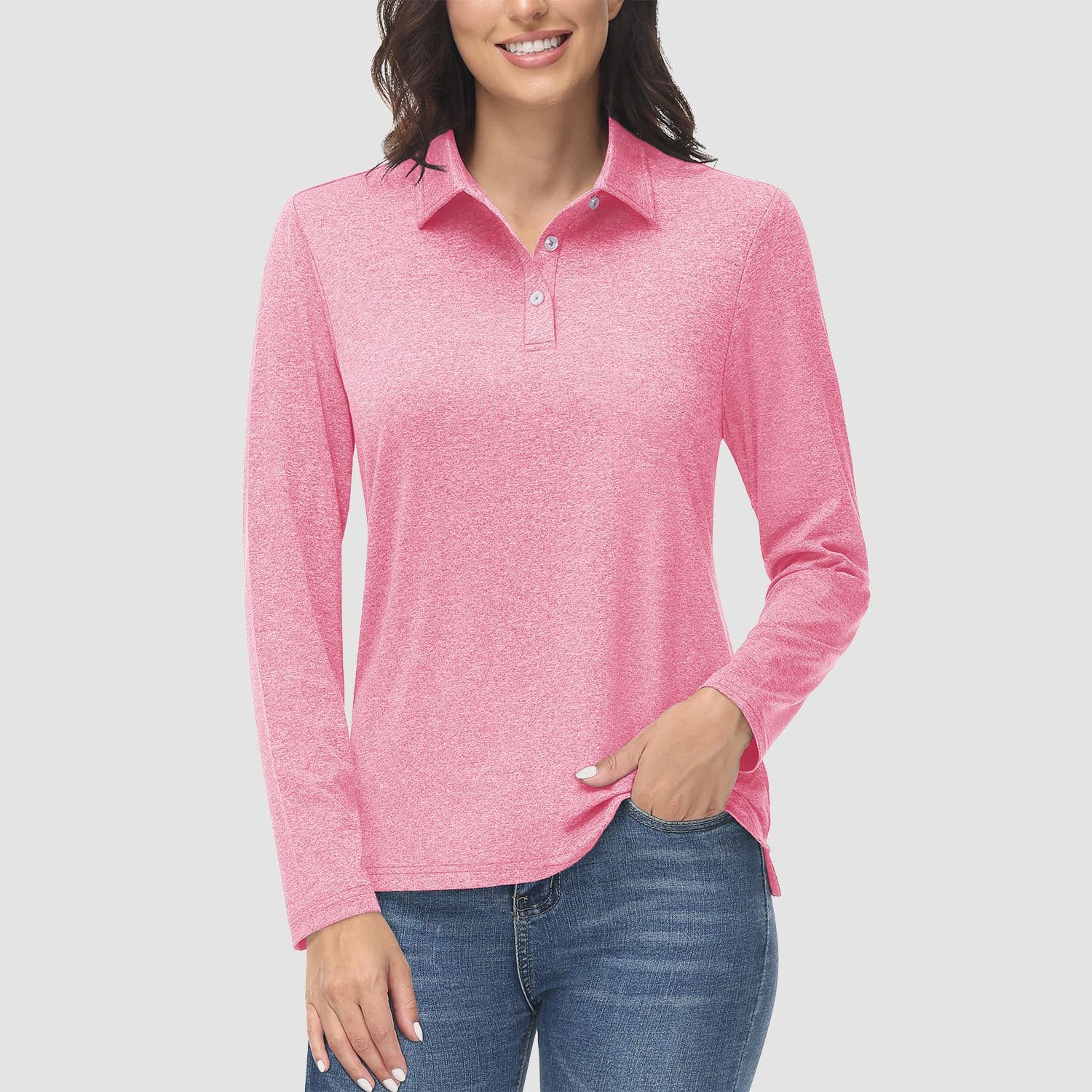 Women's Polo Shirts Long Sleeve UPF 50+ Sun Protection Golf Shirts Quick Dry Athletic Workout Collared Shirt