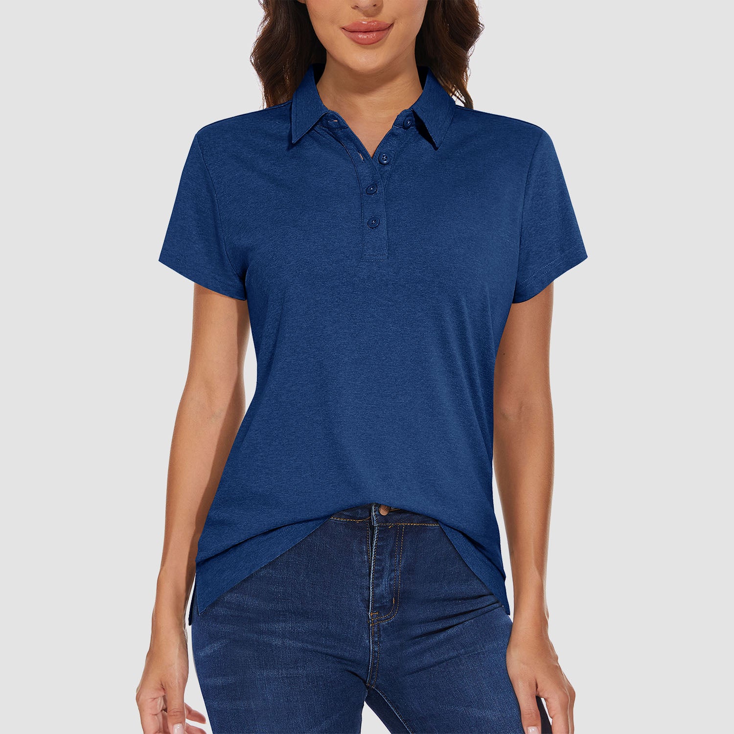 Women's Polo T-shirt 4 Buttons Casual T-Shirts Quick Dry Short Sleeve Golf Shirt