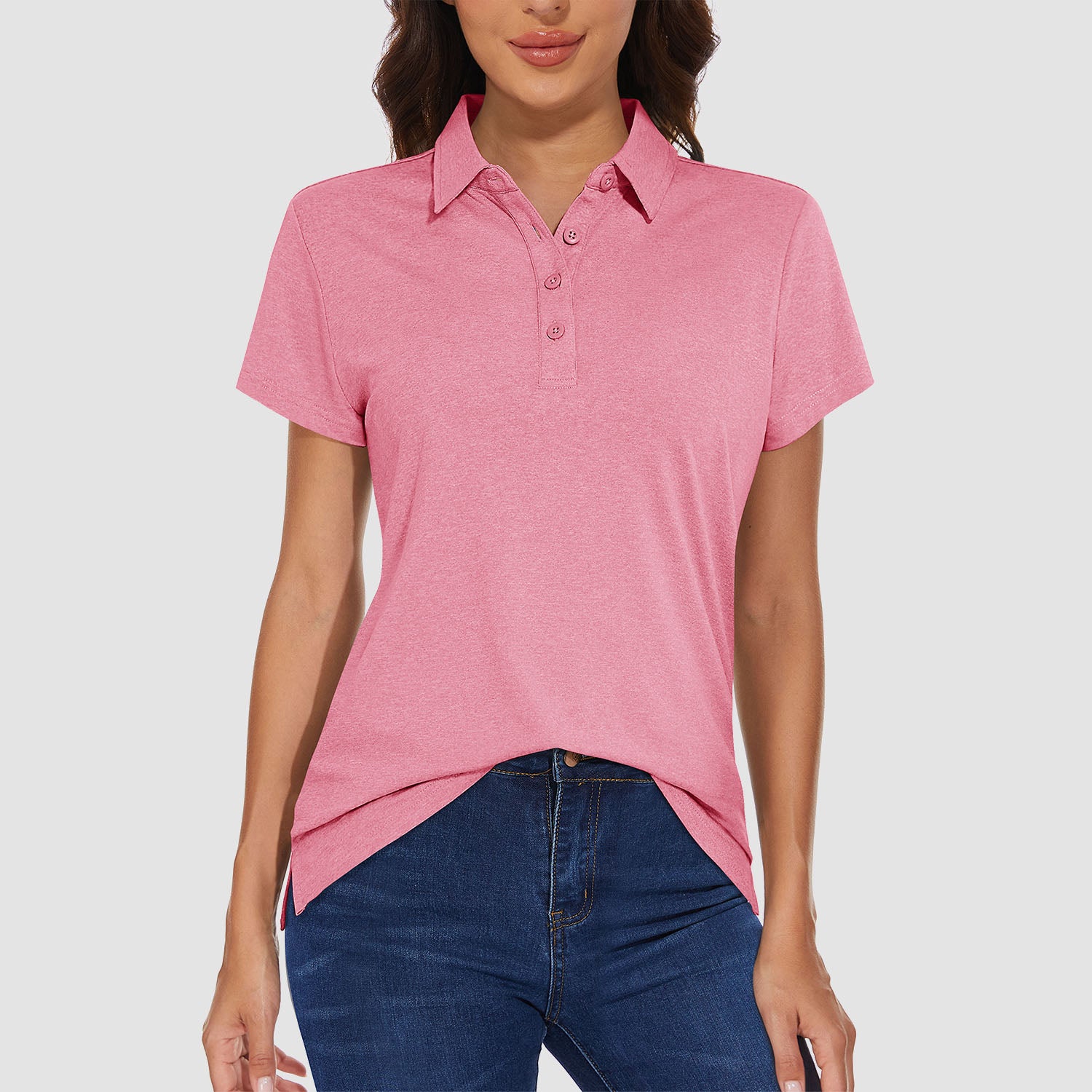 Women's Polo T-shirt 4 Buttons Casual T-Shirts Quick Dry Short Sleeve Golf Shirt