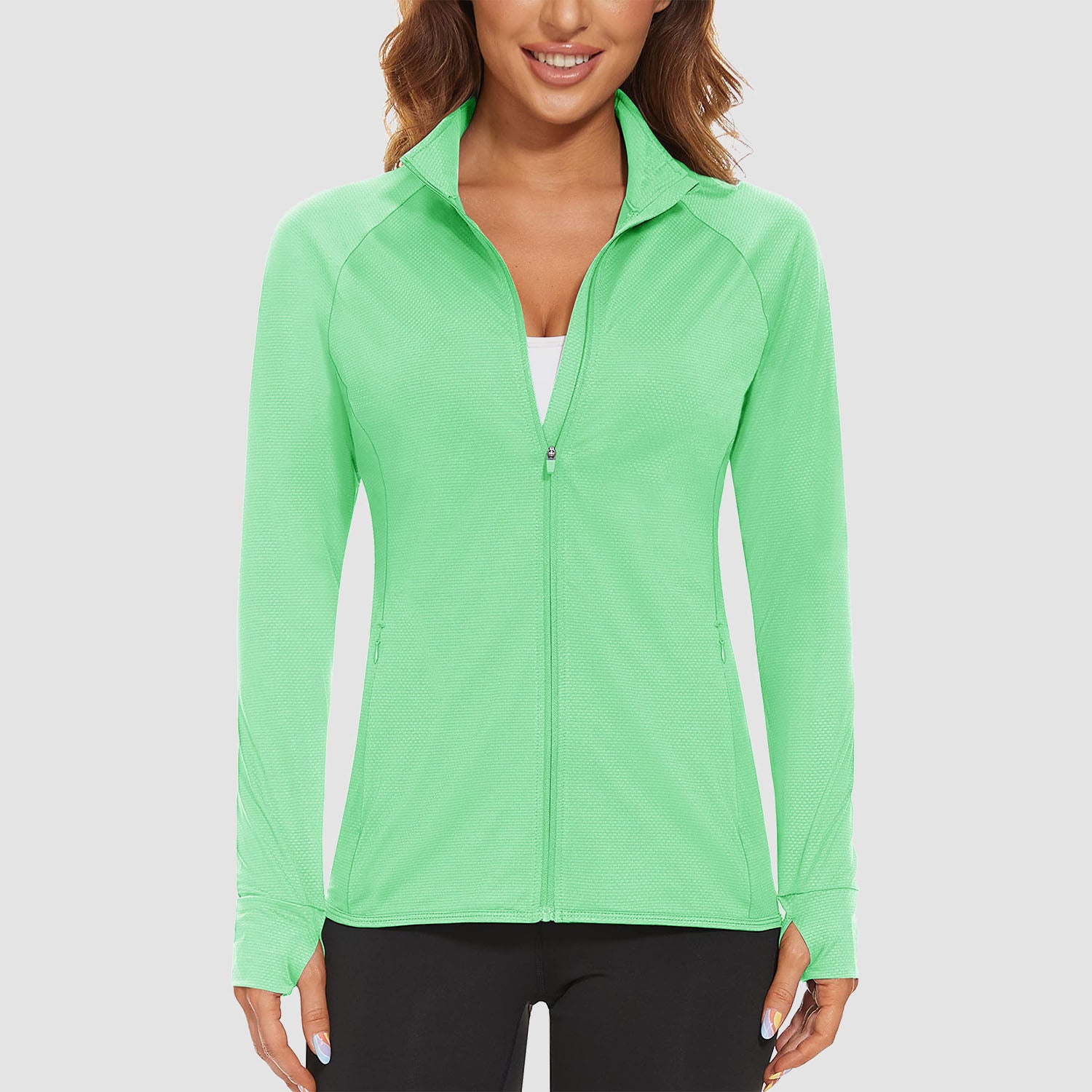 Women's Sun Protection Jacket Lightweight Long Sleeve UPF 50+ Shirts Hiking Shirt with Zipper Pockets
