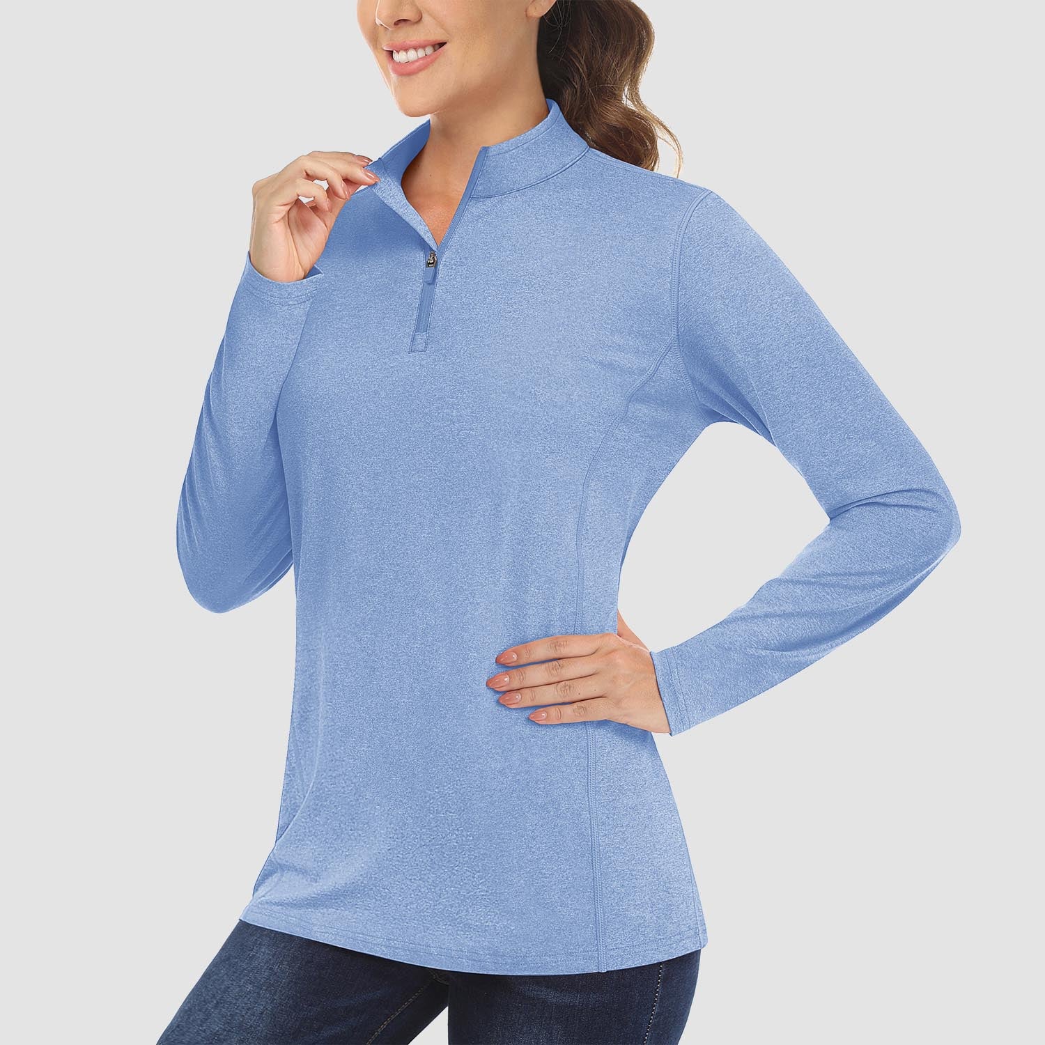 Women's Sun Protection Shirt Long Sleeve 1/4 Zip UPF50+ UV Shirts Quick Dry