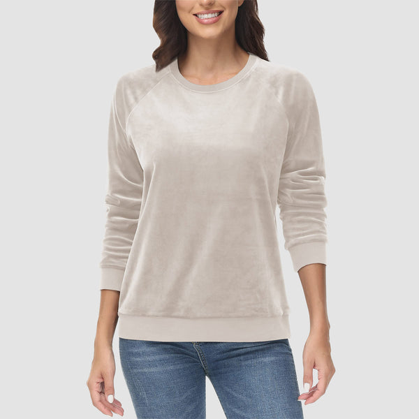 Women's Sweatshirt Crewneck Pullover Casual Long Sleeve Shirts Fleece Warm Velour Sweatshirts