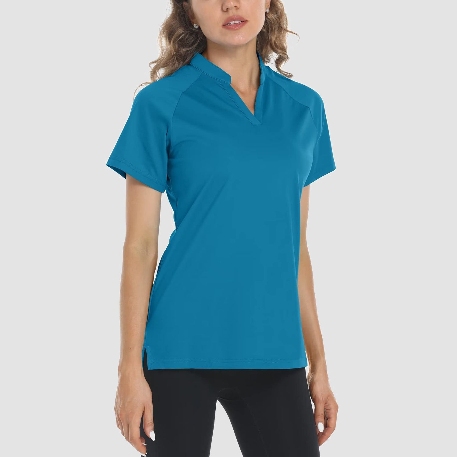 Women's T-Shirt Short Sleeve Quick Dry V-Neck Athletic Tee Shirt