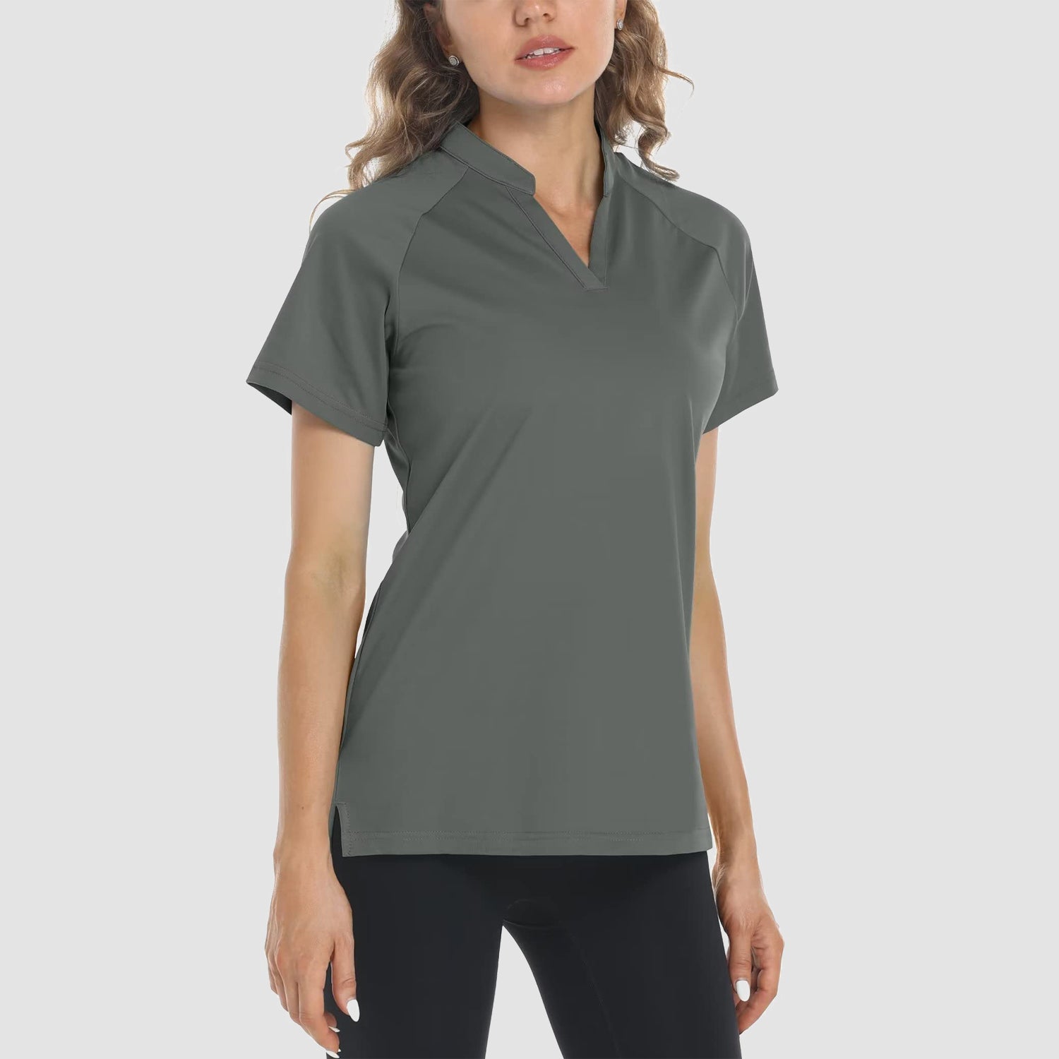 Women's T-Shirt Short Sleeve Quick Dry V-Neck Athletic Tee Shirt