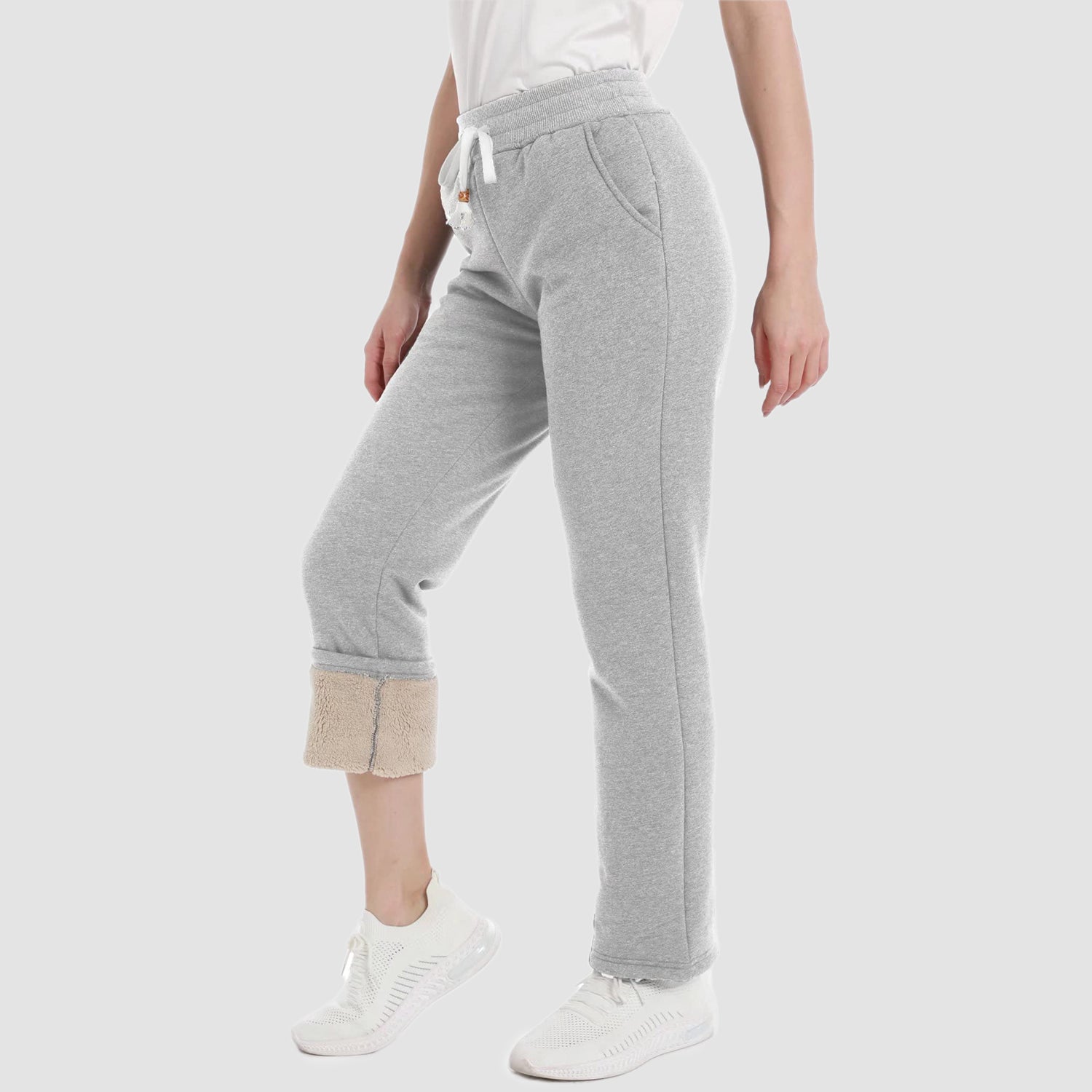 Women's Warm Winter Pants Sherpa Lined Athletic Sweatpants Jogger Pants with 3 Pockets